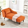 thumbnail image 2 of Modern Chaise - Orange Velvet Stylish Design Lounge With High Weight Capacity, 2 of 5