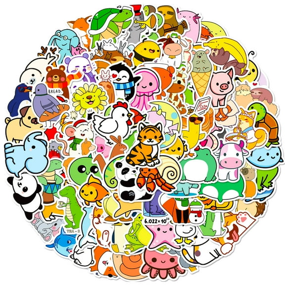 100PCS Cartoon Stickers for Kids, Vinyl Water Bottle Stickers, Cute Animal Decals for Skateboards, Laptops, Phone Cases, Scrapbooking, DIY Craft Decorations