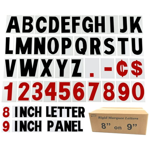Sign Letter Depot 8 Pieds' sur Chapiteau Extérieur de 9 Pouces Lettres Rigides, 264 Caractères, Noir & Rouge, Acrylique, Style Audacieux