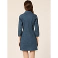 thumbnail image 4 of DARING DIVA 3/4 Sleeve Button Down Denim Shirt Dress M Blue, 4 of 6