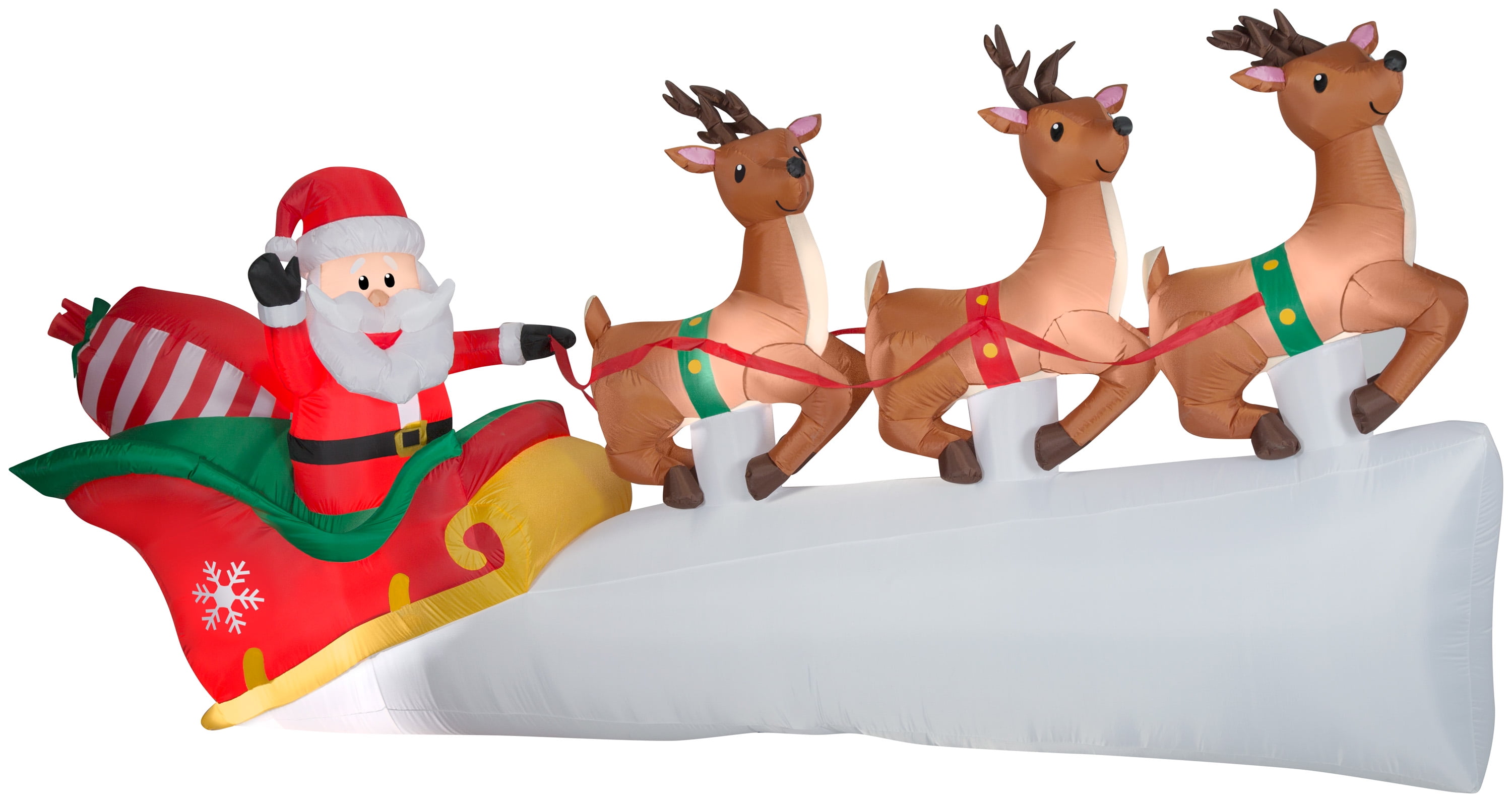 Holiday Time Inflatable 11 ft Christmas Santa with Flying Reindeer Scene