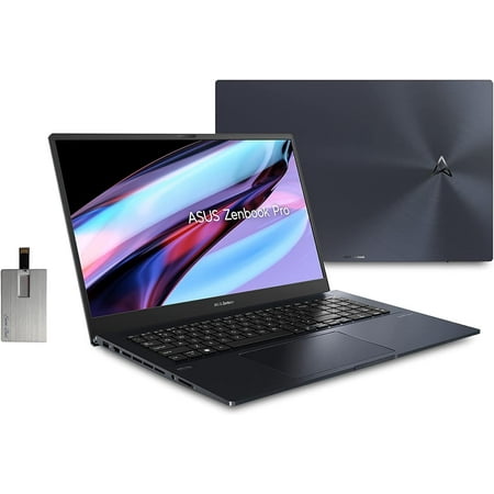 ASUS Zenbook Pro 17 Laptop, 17.3" Pantone Validated Display, AMD Ryzen 7 6800H, 8GB LPDDR5, 1TB PCIe SSD, Backlit Keyboard, WiFi 6E, Fingerprint, Win11 Pro, Tech Black, with Hotface 32GB USB Card