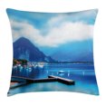 thumbnail image 1 of Scenery House Decor Throw Pillow Cushion Cover, Italian Village with Harbor and Sail Boats Magical Countryside Rural Photo, Decorative Square Accent Pillow Case, 16 X 16 Inches, Blue, by Ambesonne, 1 of 2