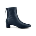 thumbnail image 3 of BLISSFUL STEP Women's Ankle Boots Faux Leather Square Toe Block Heel Zip Up Booties Navy Blue 7, 3 of 7