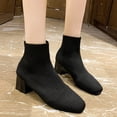 thumbnail image 4 of NECHOLOGY Botas Mujer Adulto Femenino Zapatos Botines de mujer Moda mujer malla Color sólido otoño suela gruesa tacones cuadrados Slip On Botines cortos zapatos de punta redonda (Black, 7.5), 4 of 6
