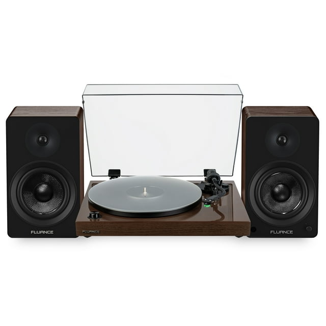 Fluance RT81+ Elite Vinyl Turntable and Ai61 6.5" Stereo Bookshelf Speakers Bundle: High Fidelity Sound, Detailed Audio Reproduction, Seamless Integration (Natural Walnut)