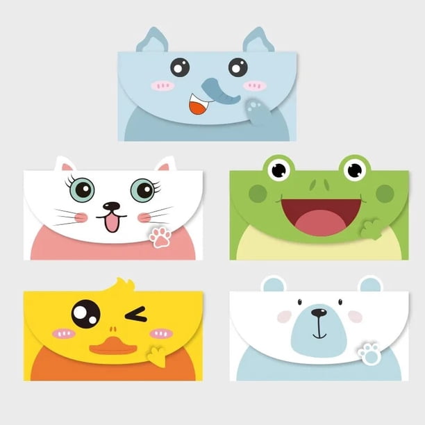 Tarjetas de invitación en blanco de animales bonitos para niños, carta de mensaje para fiesta de cumpleaños, papel de Panda, cerdo, oso, suministros para Baby Shower, 10 piezas