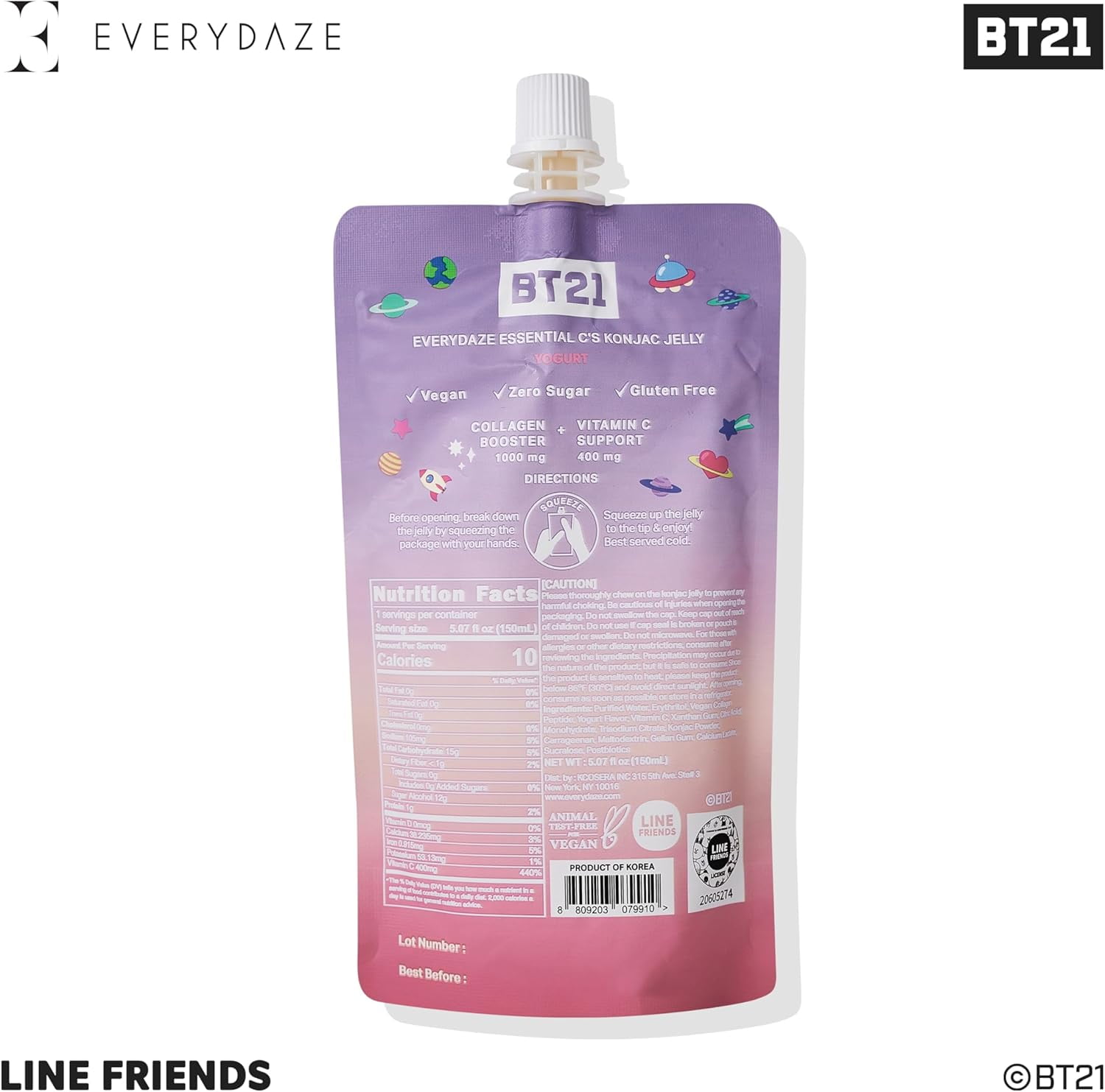 EVERYDAZE with BT21: Essential C’s Konjac Jelly – Yogurt, Box of 10 Packs