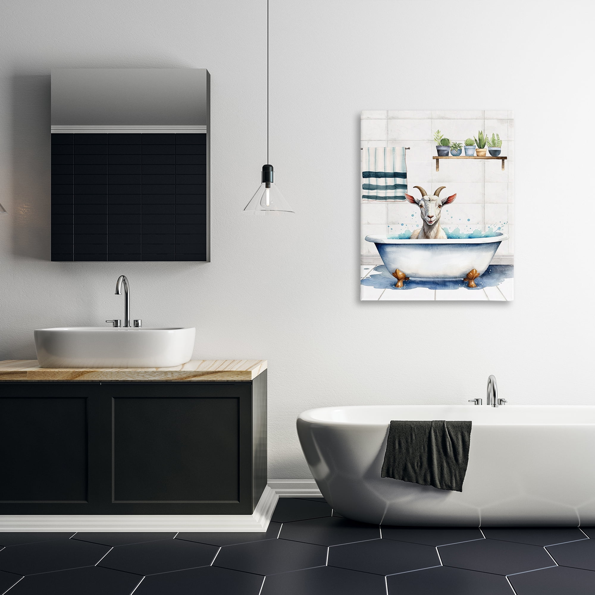 Stupell Industries Goat Bathtime Suds Bath & Laundry Painting Wrapped Canvas Art Print Wall Art, 30 x 40