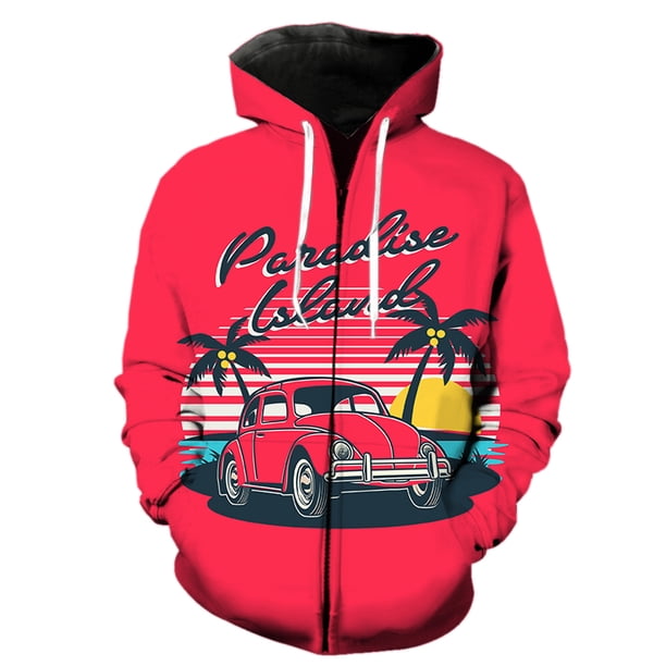 Sudadera con capucha y cremallera para hombre, diseño de coche clásico de dibujos animados, divertida impresión 3D, moda 2024, gran oferta, sudaderas Harajuku de manga larga, informales, geniales para