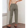 thumbnail image 3 of Pantalones cónicos para mujer con bolsillos laterales Cordón Color liso Pantalones holgados informales para salón Gris L, 3 of 5