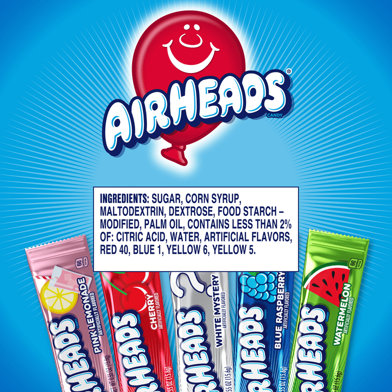 Airheads Candy, Chewy Full-Size Candy Bars, Assorted Flavors, 9