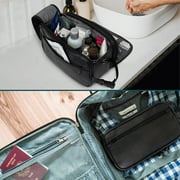PAVILIA Toiletry Bag for Men, Travel Essentials Shaving Dopp Kit, Mens Travel Bag Toiletries Organizer Case for Grooming, PU Leather Water Resistant Cosmetic Bag Pouch (Black)