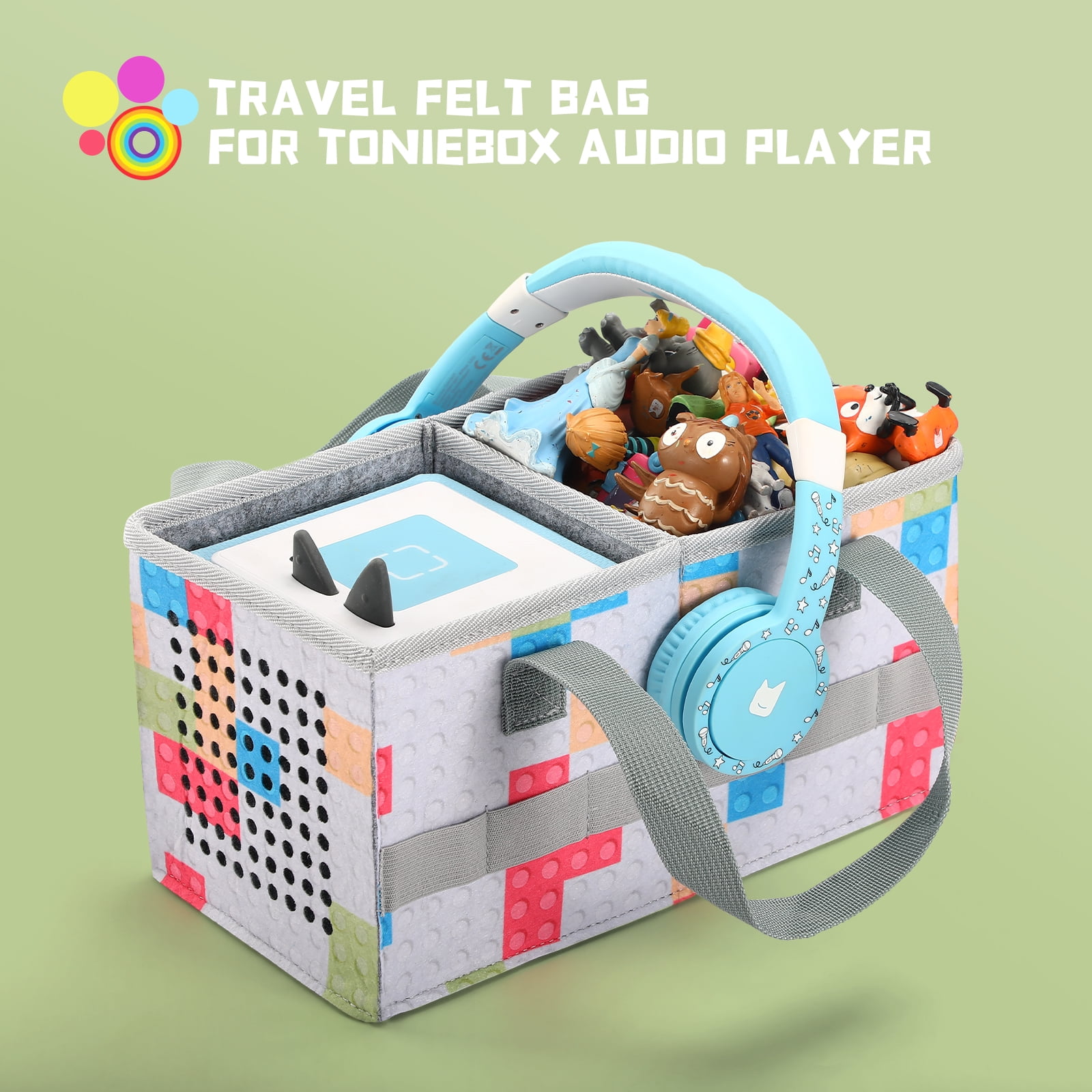 AYAOQIANG Carrying Case for Tonies Starter Set Storage Bag for Tonies Figurine Felt Cloth Musical Toy Folding Bag for Kids Toniebox Accessories Travel Carrying Bag with Handle for Toniebox