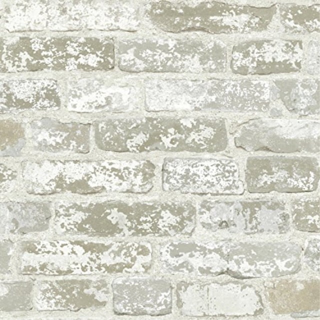 York Wallcoverings White Brick Prepasted Removable Wallpaper