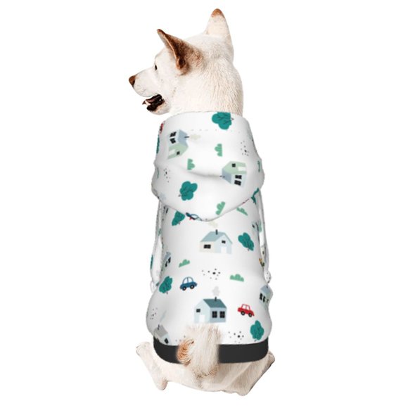 Fotbe Cartoon House Car Sudadera con Estampado para Perros Pequeños – Suéter con Capucha para Mascotas, Tela Suave de Forro Polar con Bolsillo-X-Large