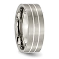 thumbnail image 4 of Diamond2Deal Titanium Brushed w/Sterling Silver Inlay 8mm Flat Men's Band Size 8.5, 4 of 5