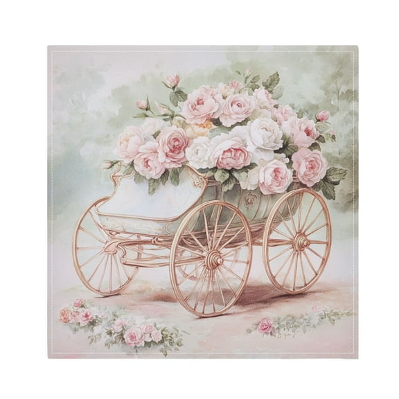 BZSMCE Satin Native Fab Cotton Dinner Napkin Victorian Carriage Roses Reusable