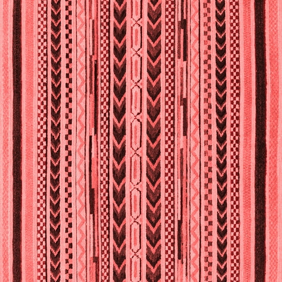 Ahgly Company Machine Washable Indoor Square Abstract Red Modern Area Rugs, 7' Square