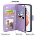 thumbnail image 3 of Compatible with Samsung Galaxy S21 5G 6.2 inch Wallet Phone Case and Tempered Glass Screen Protector Flower Faux Leather Flip Credit Card Holder Stand Zipper Cell Cover for S 21 21S G5 Women Purple, 3 of 9