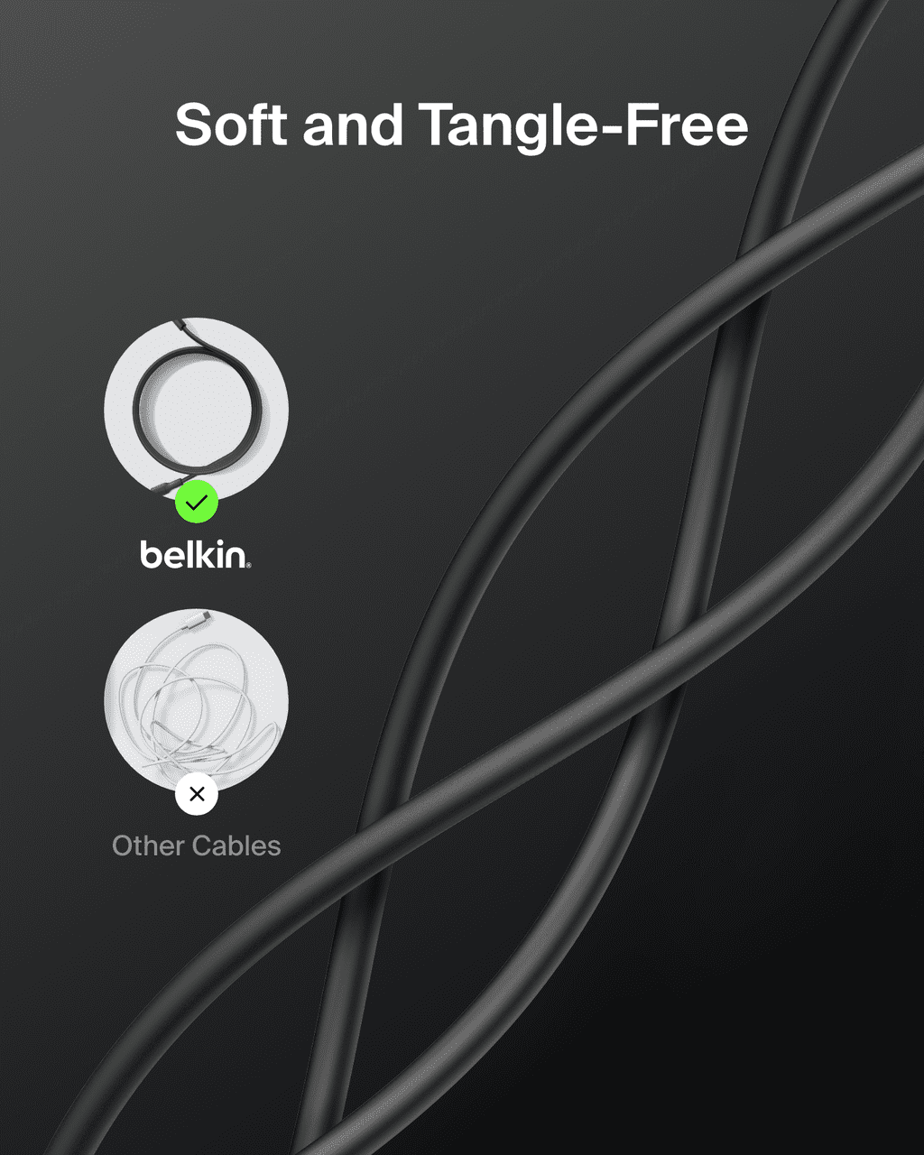 Belkin Eco USB C to USB C Cable 10ft, 60W - Soft, Flexible Fast Charging Cable, Type C Charger Cord for iPhone 16, Galaxy S25, Pixel 9, MacBook, iPad Pro, Chromebook, & More - Black