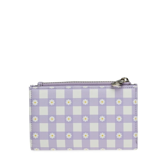 No Boundaries Women's Snap Wallet, Purple Gingham