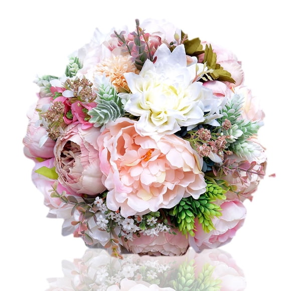 Abbie Home Bouquet de Mariée Rose Pivoine Dahlia 9.5 Pieds avec Fleurs Confession