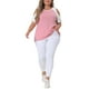 thumbnail image 2 of Blusa de verano sin mangas de contraste para mujer de tallas grandes Agnes Orinda 1X Rosa, 2 of 6