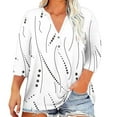 thumbnail image 2 of Xuyuer Womens Plus Size Tops 3/4 Sleeve Blouses Shirts Casual V Neck Loose Tunic Tops 1X-5X Tops with Button Cuffs Dressy Casual V Neck Summer Outfits Early Fall Fashion Clothes 2026, 2 of 5