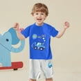 thumbnail image 2 of MIASHUI Ensemble d'Été Deux Pièces T-Shirts Graphiques à Manches Courtes et Shorts, Bleu, 2-3 Ans, 2 of 4