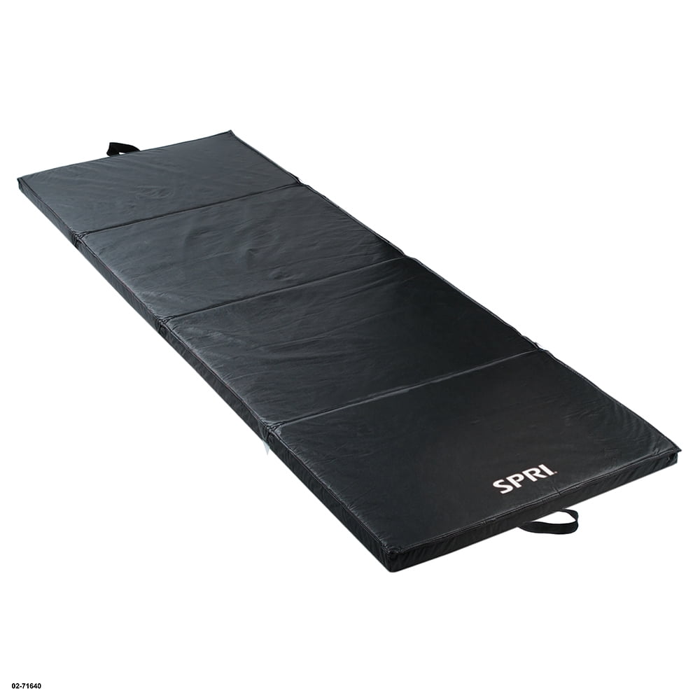 SPRI Foldable Fitness Mat with Carrying Strap, Black, Made from High Density Foam