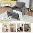 thumbnail image 3 of CQSXDA Modern Chaise Lounge Recliner In Chenille Fabric With Storage Pockets Ideal For Bedroom Living Room Use，Dark Gray, 3 of 17