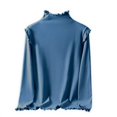 thumbnail image 5 of Ladies' Fashion Solid Color Fleece Ruffled Mock Neck Pullover Waveselvedge Half High Neck Long Sleeve Thickened Top, 5 of 5
