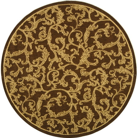 SAFAVIEH Courtyard Kevin Floral Indoor/Outdoor Area Rug, 4' x 5'7", Brown/Natural