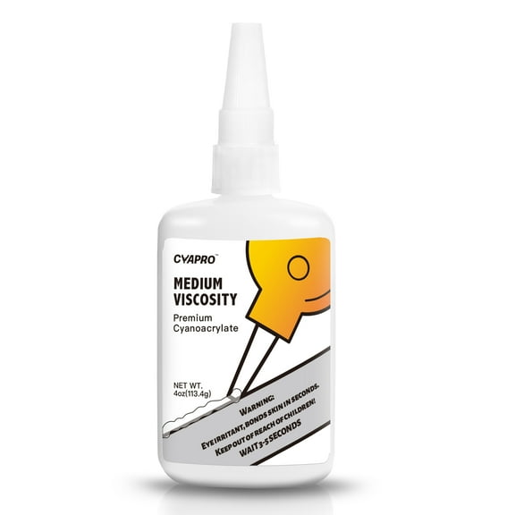 Super Glue by CYAPRO, All Purpose Medium CA Glue, Clear 4 oz Bottle