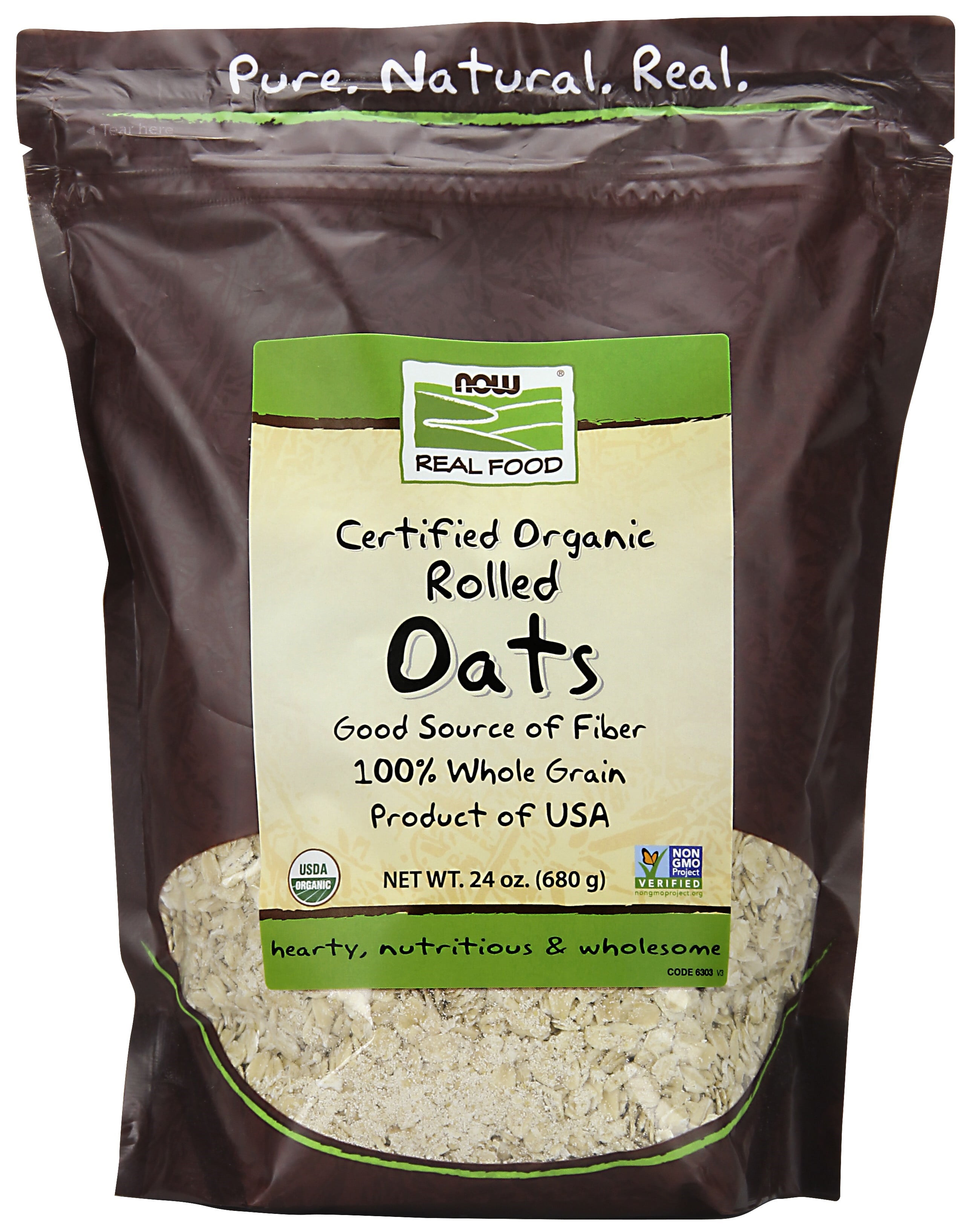 Now Real Food, Organic Rolled Oats, Oatmeal, 24 oz Bag