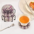 thumbnail image 5 of Beautiful Girl with Mask Coasters with Holder for Coffee Table 6 Pcs Drink Coaster Sets Absorbent for Home Decor 4 inch, 5 of 7