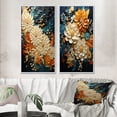 thumbnail image 1 of Designart "Orange Teal botanic Whirlwind II" Abstract Botanicals Framed Wall Art Set Of 2 - Orange Floral Gallery Wall Frame Set For Home Decor, 1 of 6