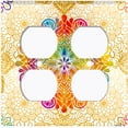 thumbnail image 3 of Metal Light Switch Plate Cover Rainbow Mandala Flower Tile Pattern Beige MDL092, 3 of 13