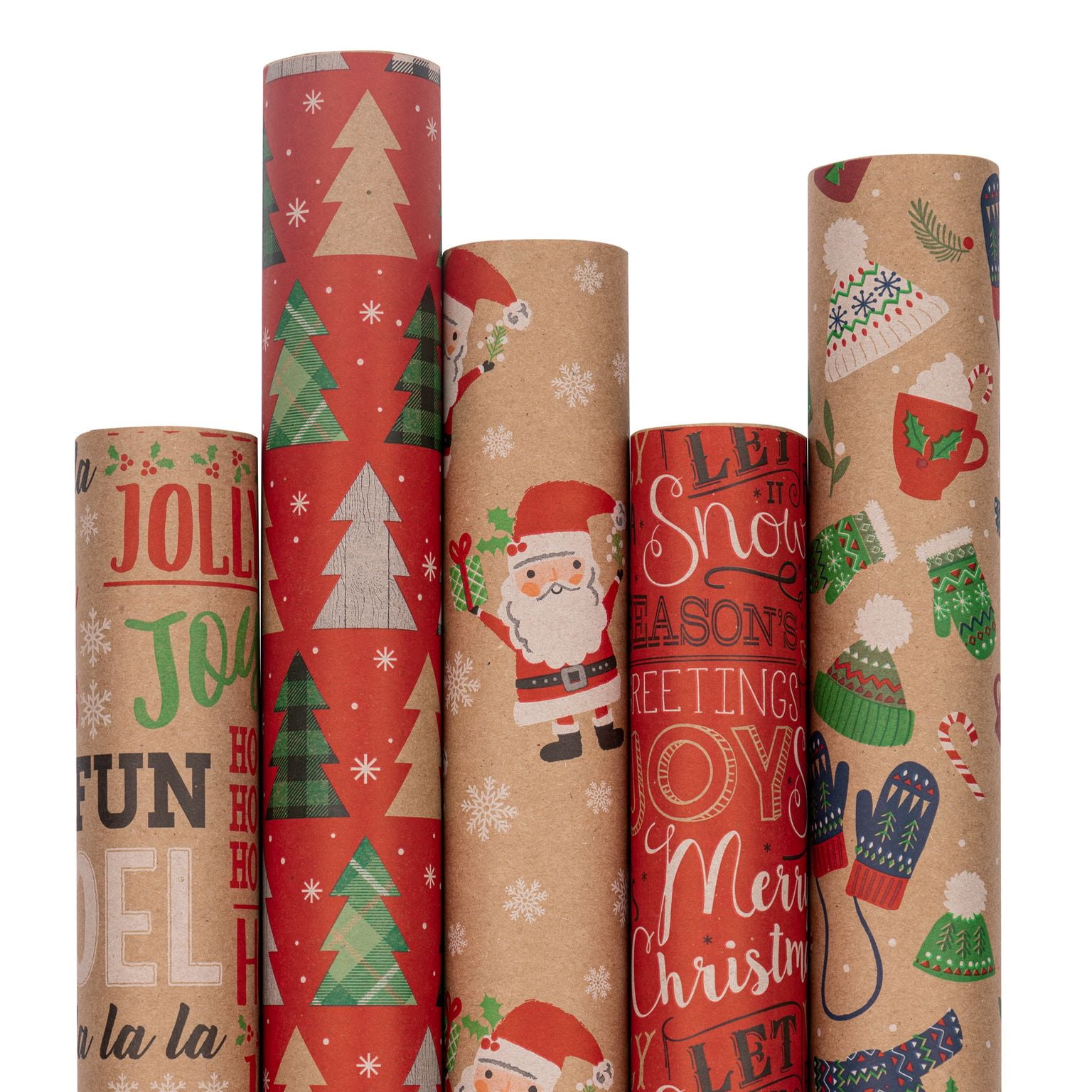 Jam Paper Assorted Gift Wrap 535 Square Feet Premium Holiday Wrapping Paper  Rolls, Pack of 3