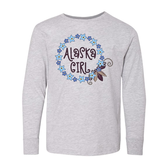 Inktastic Alaska Girl Forget-me-not Flower Long Sleeve Youth T-Shirt