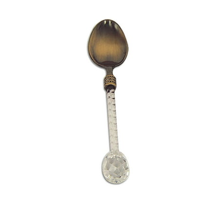 

Thinsont Kitchen Alloy Retro Crystal Handle Small Coffee Spoon Sugar Tea Dessert Green patina 1pcs