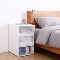thumbnail image 4 of Stackable Storage Drawers, Drawer Storage With Internal Buckle, Beige Border And Transparent Drawers, 3 Sizes Bathroom Organizers For Home, Wardrobe, 4 of 7