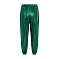 thumbnail image 4 of Rswnyirn Enfants Filles Garçons Pantalon Sarouel Métallique Brillant Hip-Hop Jazz Danse de Rue Disco Fête Performance Pantalon Tenue de Danse Vert 140, 4 of 5