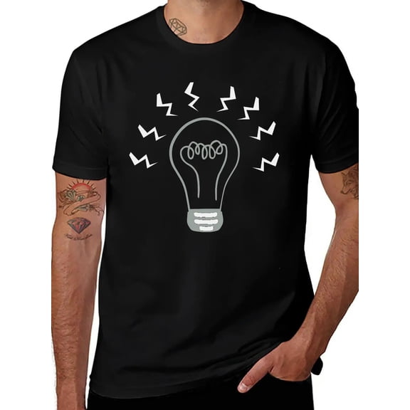 Light Bulb And Flashes Unisex Short Sleeve T-Shirt – Soft Cotton Graphic Tee, Minimalist Summer Top, Casual Everyday Shirt, Gift For Him Or Her
