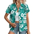thumbnail image 2 of BEFOKA Women's Plus Size Tropical Shirts: Short Sleeve Hawaiian Blouses with Floral Graphics, V-Neck & Buttons – Lightweight Tops for Spring and Summer Outings S_XXXXXL, 2 of 6