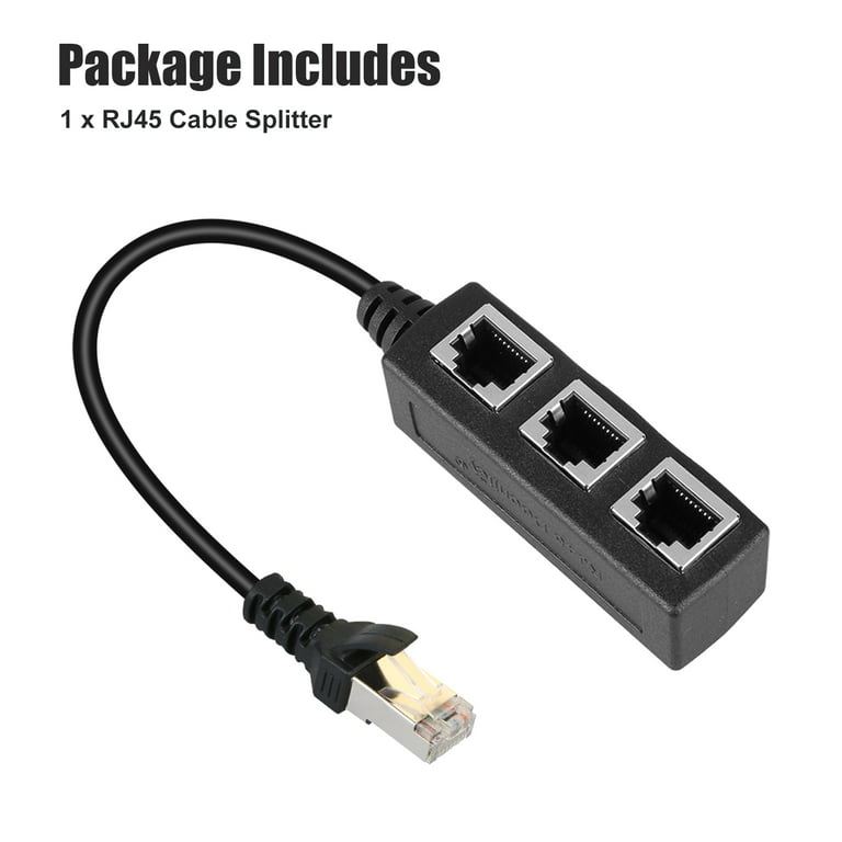 Ethernet Cable Splitter 1 to 2, RJ45 Splitter 1 in 2 Out hub, 100Mbps  Shielded Ethernet Splitter, Internet Cable 8P8C Extender Plug LAN Cable for