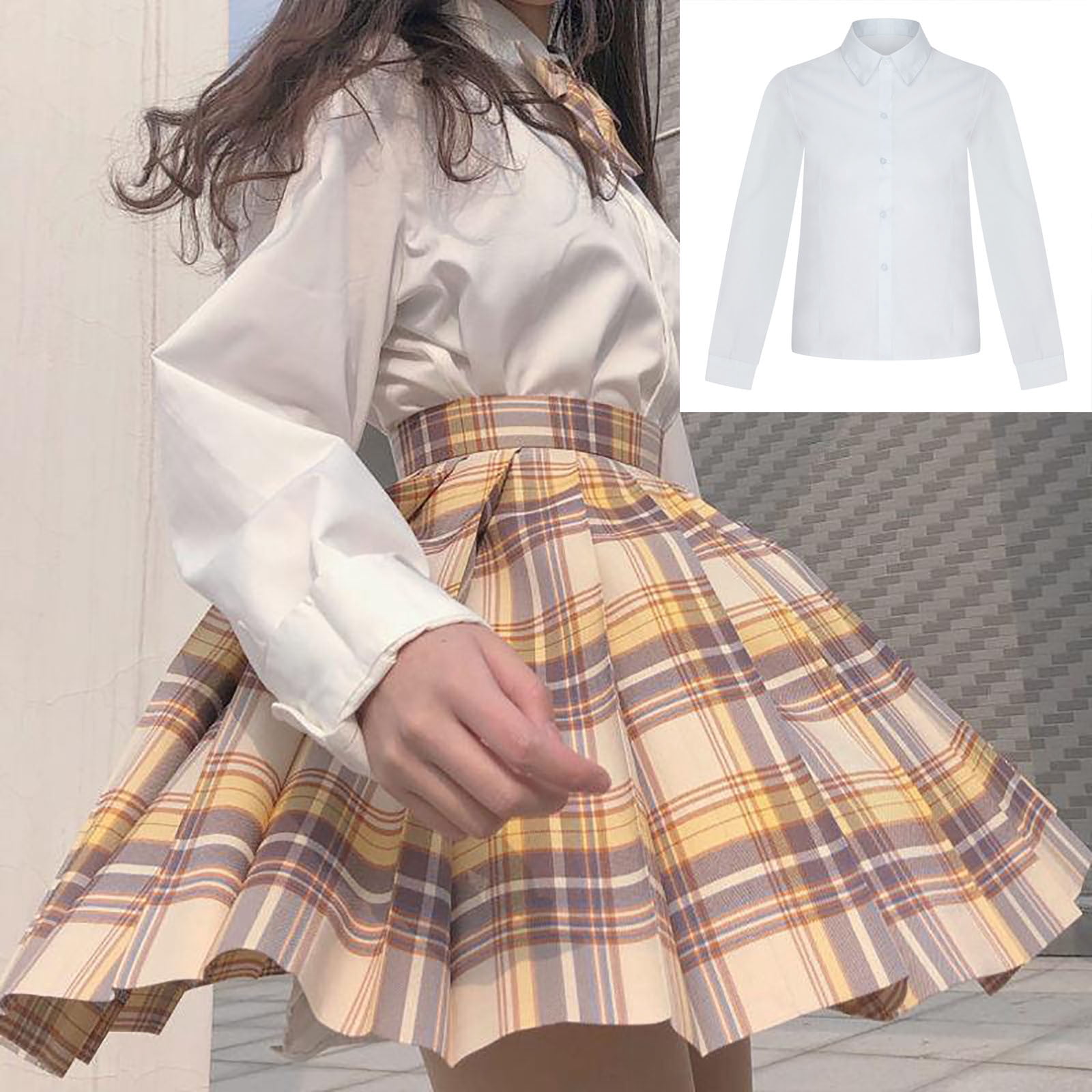 Women White Shirt Long Sleeve Uniform 