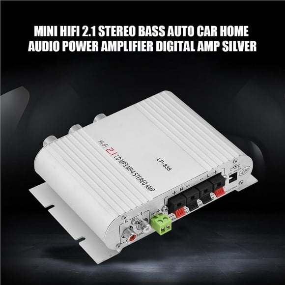 Methold Mini HiFi 2.1 Stereo Bass Auto Car Home Audio Amplificador de potencia Amplificador digital Plata Cables de audio/vídeo