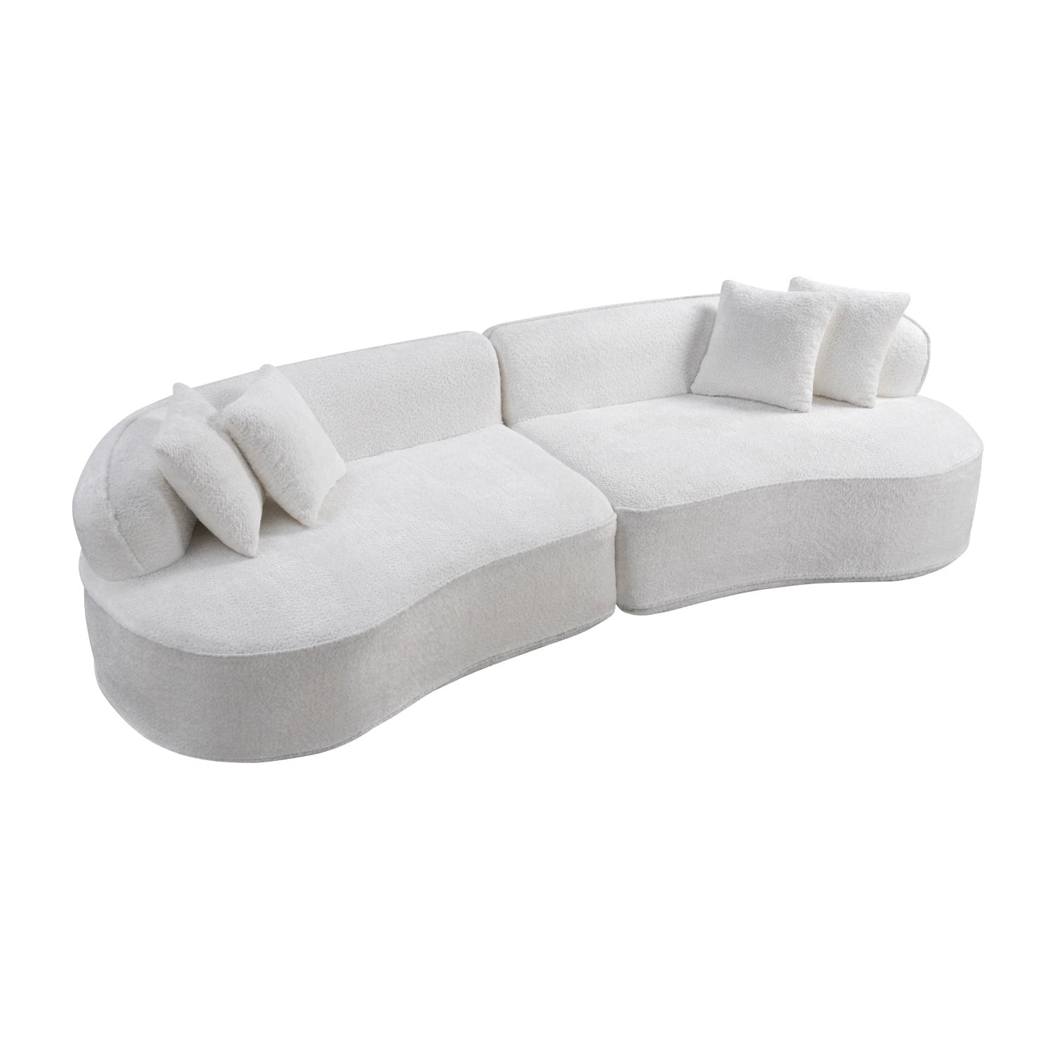 Hommoo 114" Modern Curved Luxury Sectional Sofa, 4-Seat Boneless Cloud Couch Comfy Sleeper Couch for Living Room & Bedroom, White